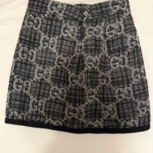 Gucci Black and Gray Tweed Mini Skirt